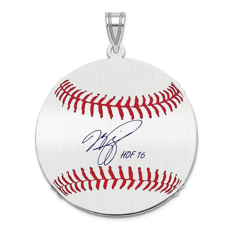 Sterling Silver Mike Piazza Signature Lg Enamel Baseball Pendant